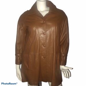 Brown leather coat
